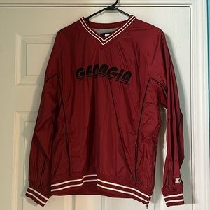 Vintage Georgia Sweatshirt With WindBreaker Material Exterior.